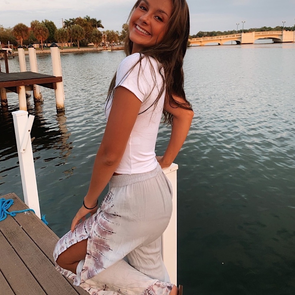 Tie dye flowy beach pants